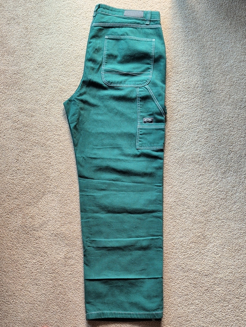 Bershka Dark Green Carpenter Jeans